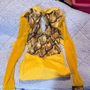 Vibrant Yellow Snake Print Bartender/Bottle girl outfit.